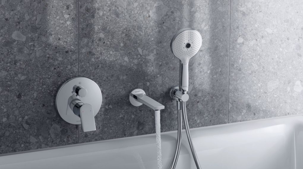 bath tap with shower head.